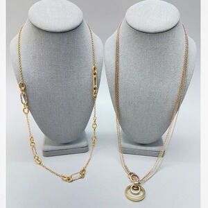 Banana Republic Statement Necklace Lot of 2 30" Long Opera Rhinestone Statement